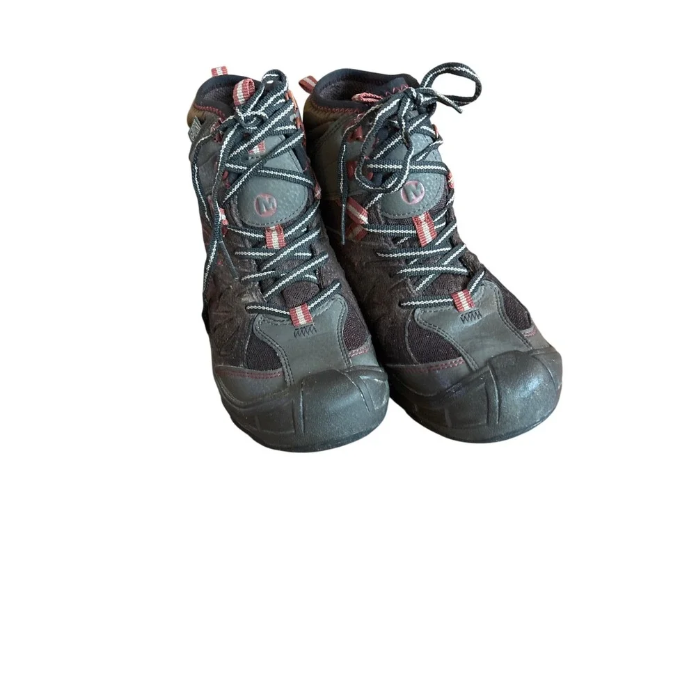 Merrell Capra Mid WTPF Hiking Boots Kids 3.5M Brown Grey Waterproof